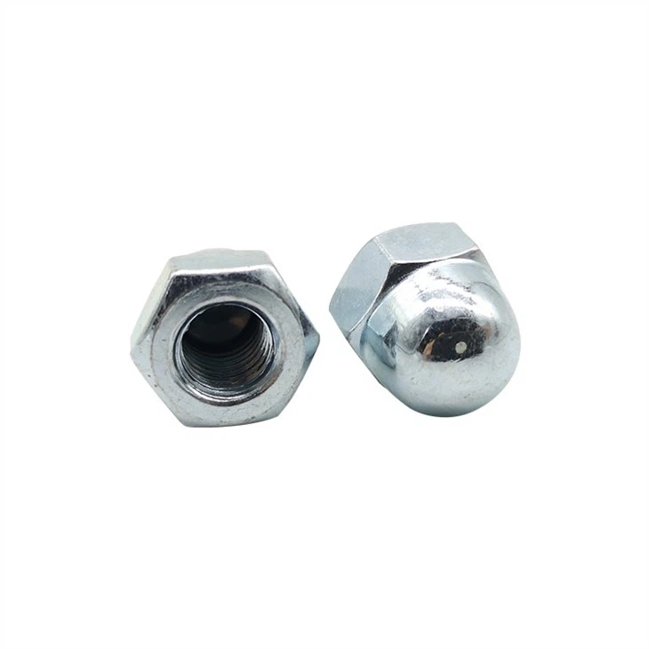Hexagonal End Caps Nuts Blue White Zinc  (4)